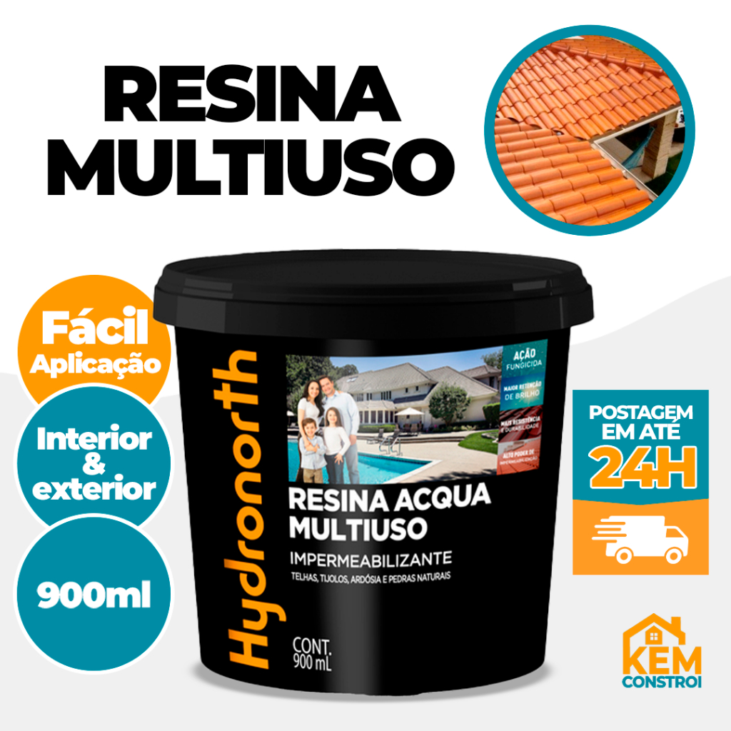 Resina Acrilica a Base D'água Multiuso Acqua Balde 900 ML Varias Cores Hydronorth