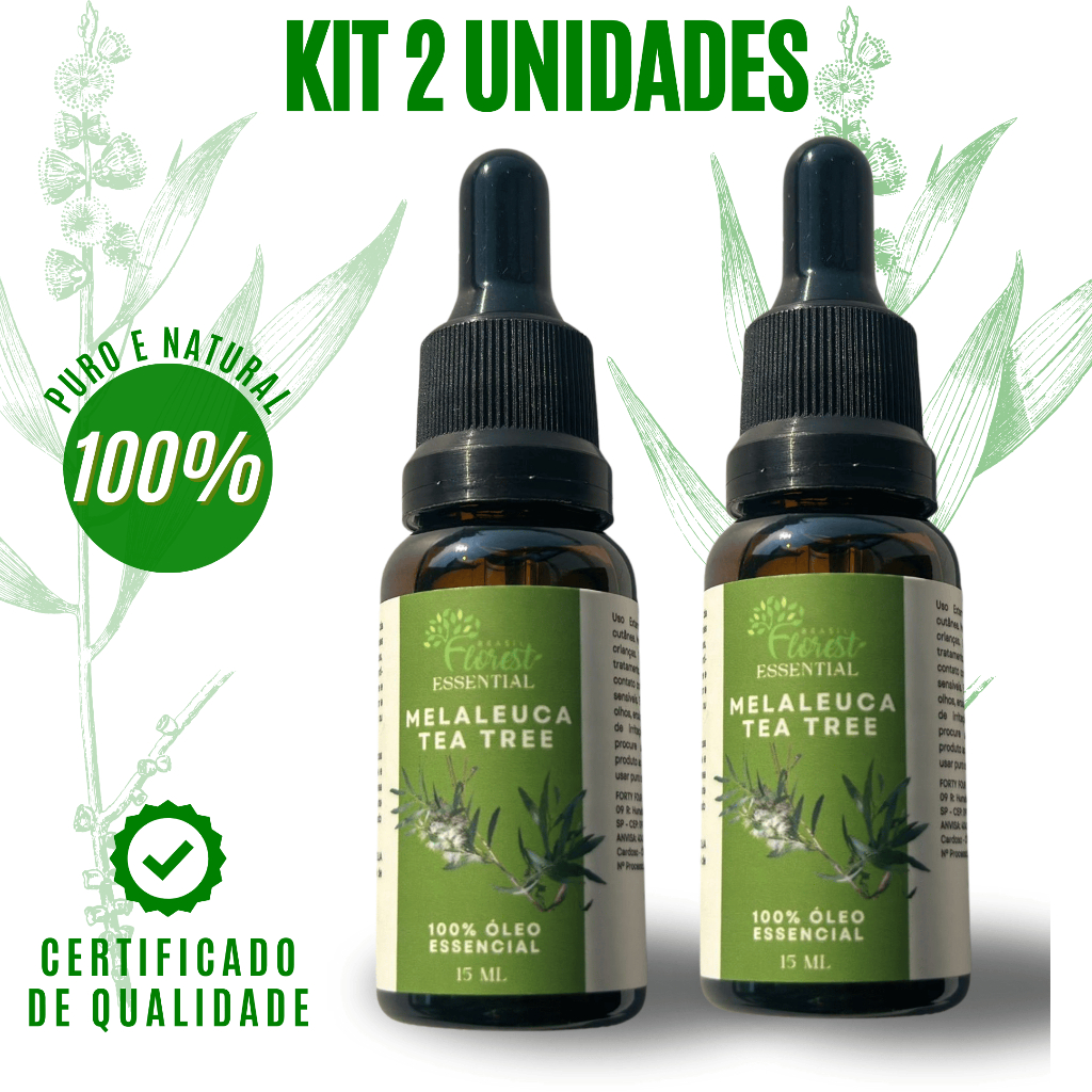 Óleo Essencial de Melaleuca Florest Brasil Kit com 2 unidades Conta Gotas em Oferta na Shopee