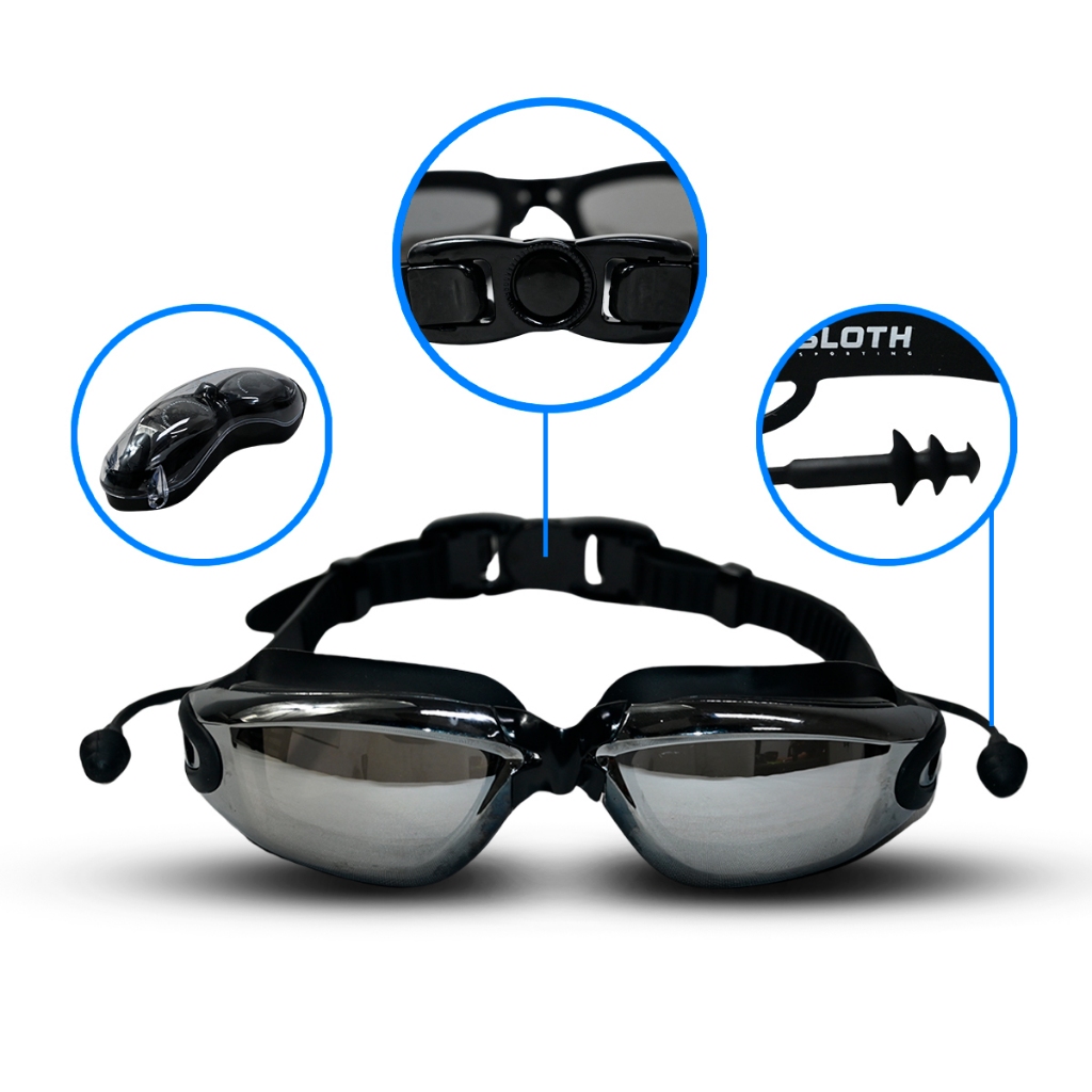 Óculos de Natação Espelhado UV Com Protetor de Ouvido Sloth Aquatech Antiembaçante em Oferta na Shopee