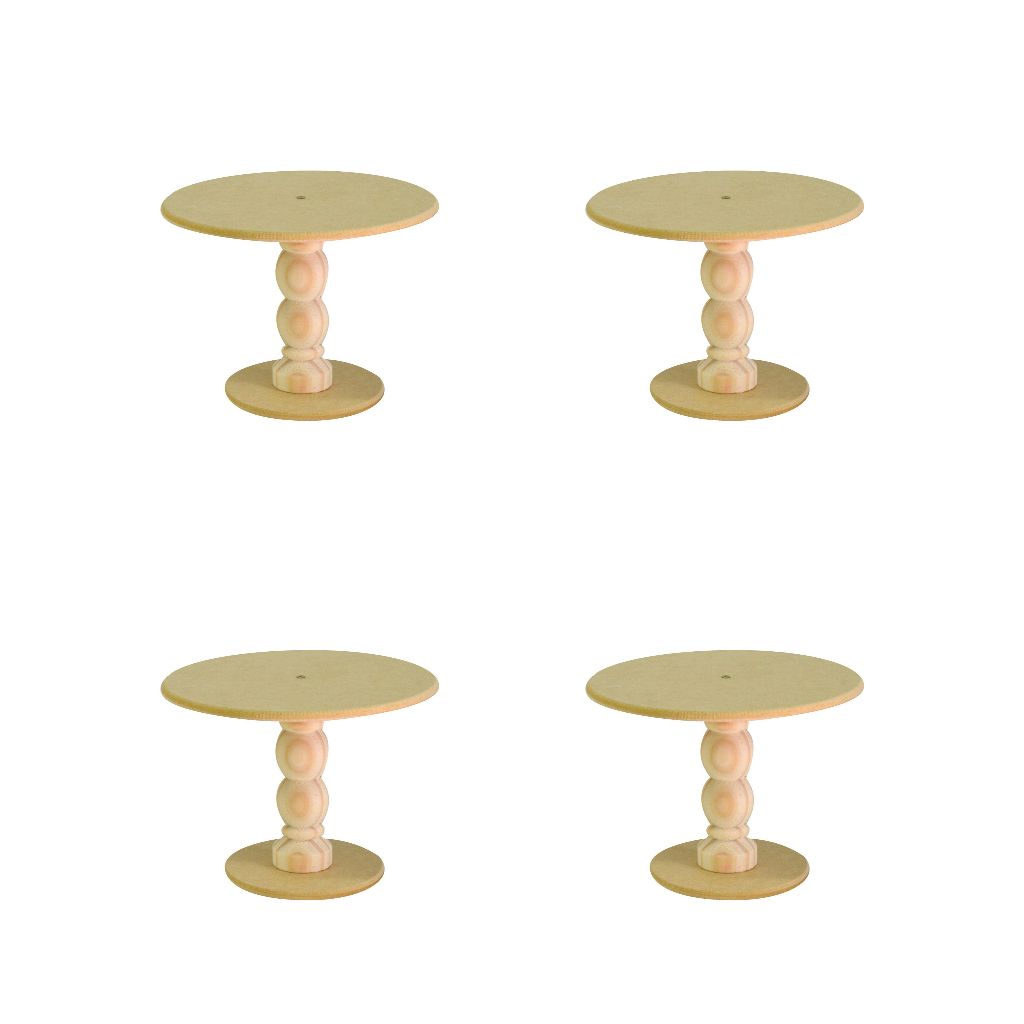 Kit 4 Boleiras - P-  Pequenas Torneadas Para Festa Eventos Mdf Supotrte Decoração Mesa Doce em Oferta na Shopee