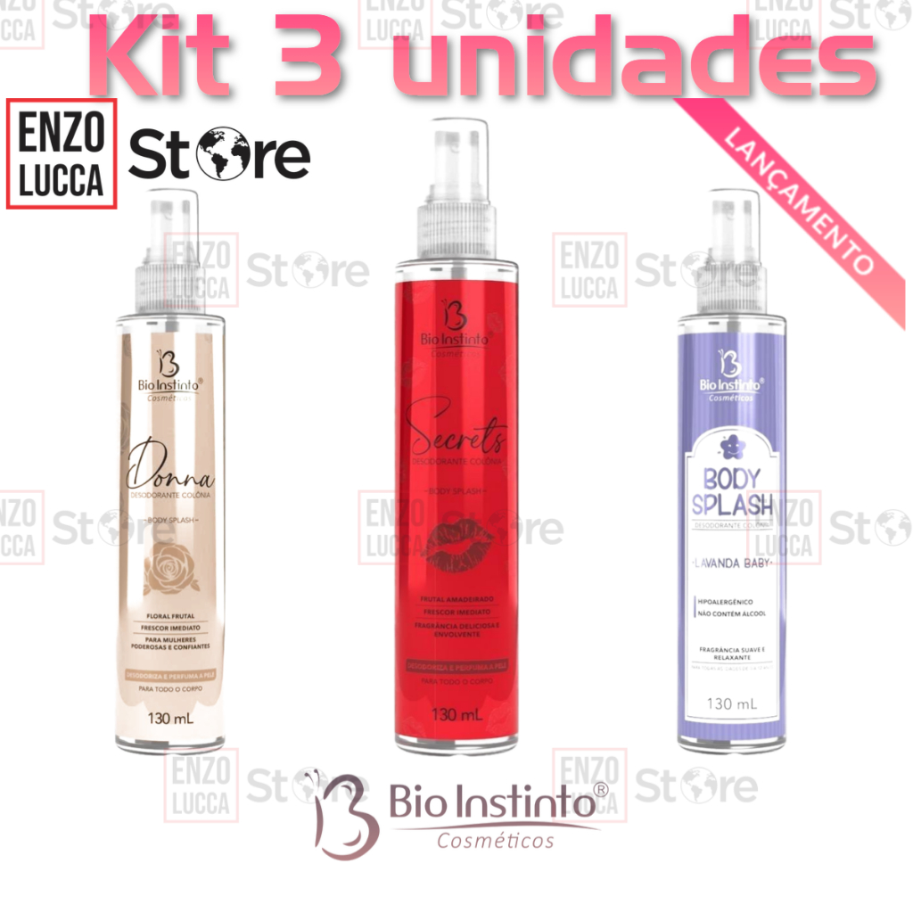 3 Unid Perfume Corporal Body Splash desodorante colônia Bio instinto Belle Rose Ameixa Vanilha Morango