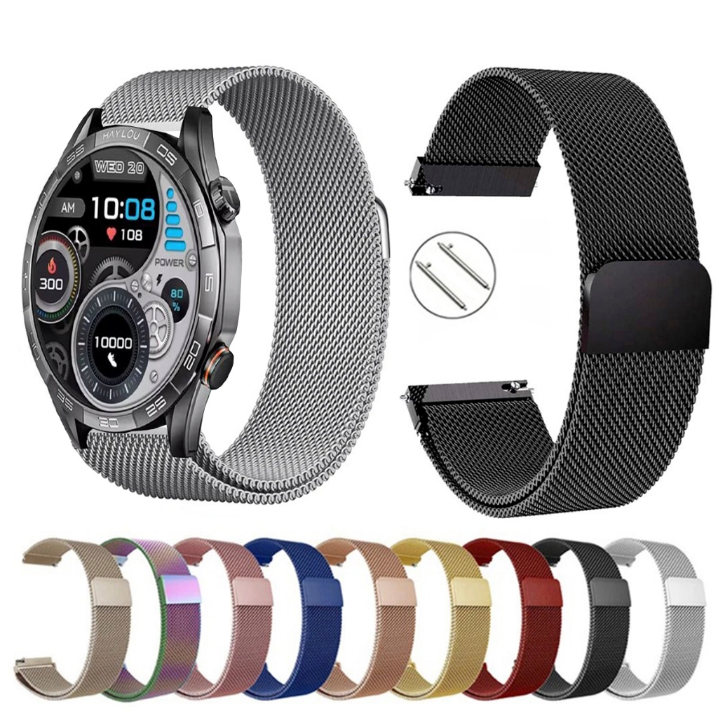 Pulseira de 22mm milanesa aço inox para Haylou Solar 5 de Engate Rapido