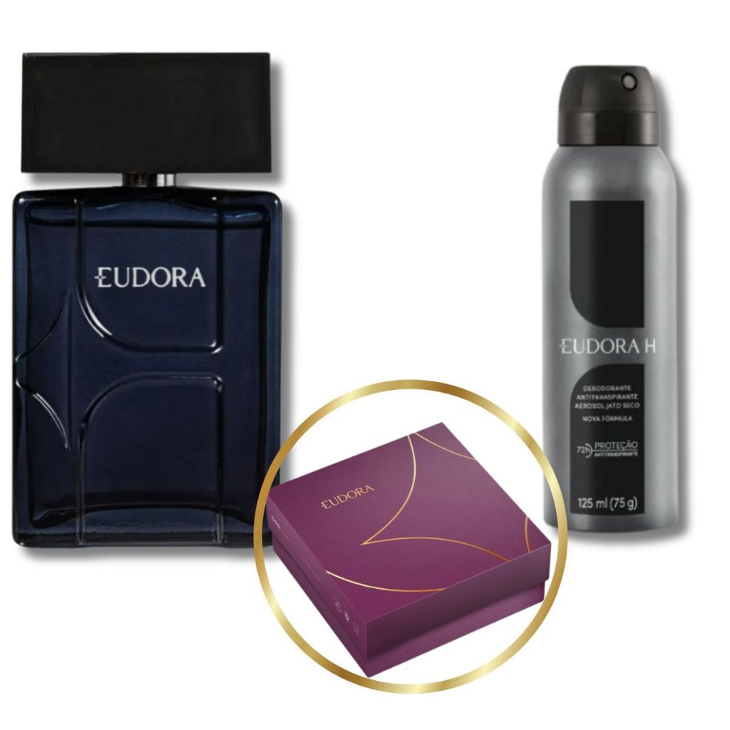 Presente Eudora H: Colônia 100ml + Desodorante Antitranspirante 125ml/75g + Embalagem Presente