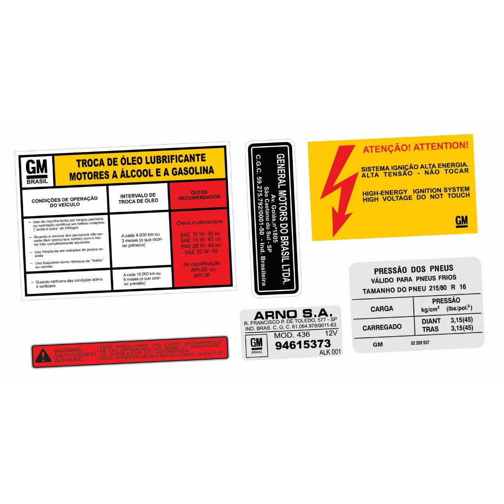 Adesivos Advertência Cofre Motor Chevrolet Bonanza 1989 A 1994