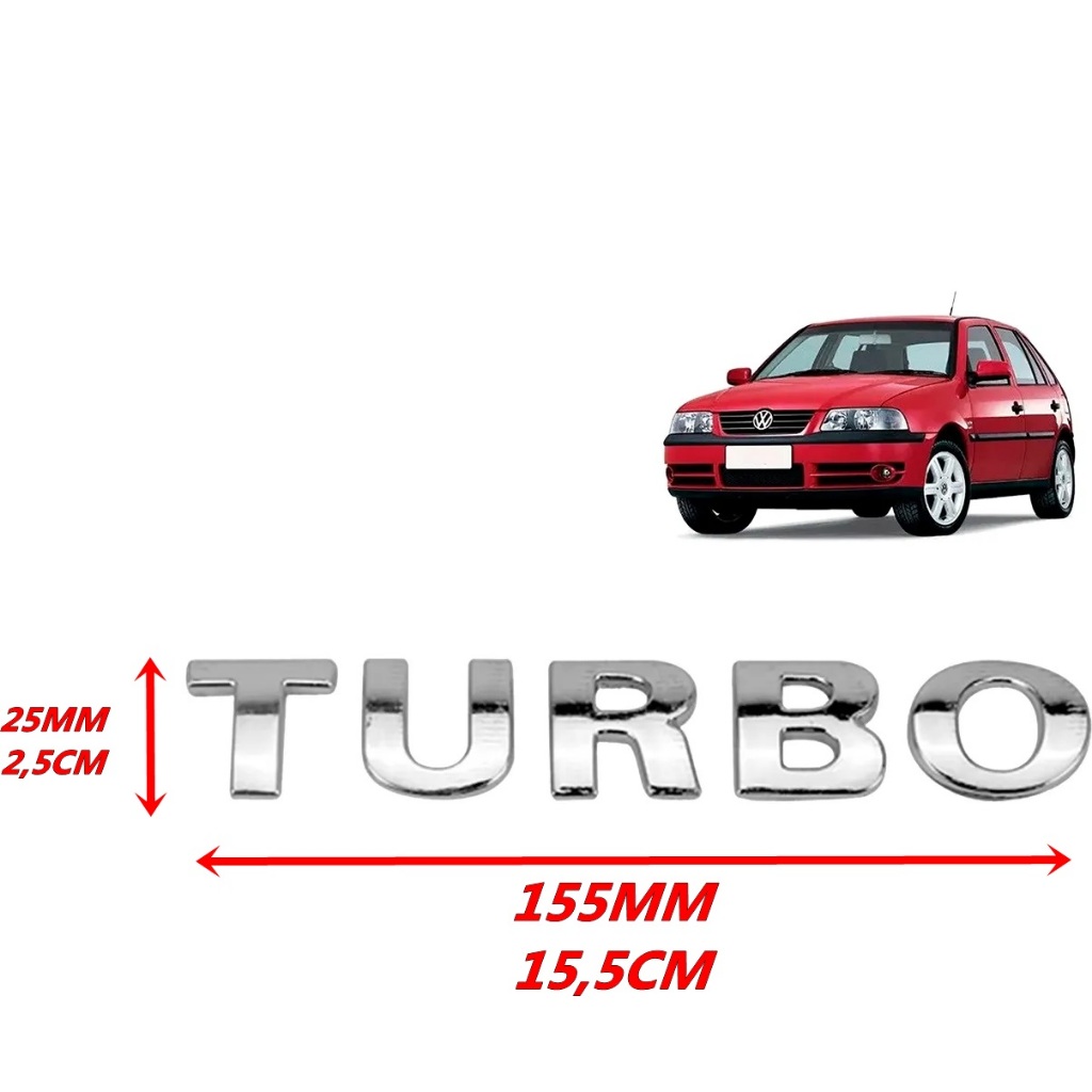 EMBLEMA TURBO GOL G3 PARATI G3 VOLKSWAGEN 1999 ATÉ 2002 CROMADO LETREIRO COM DUPLA FACE