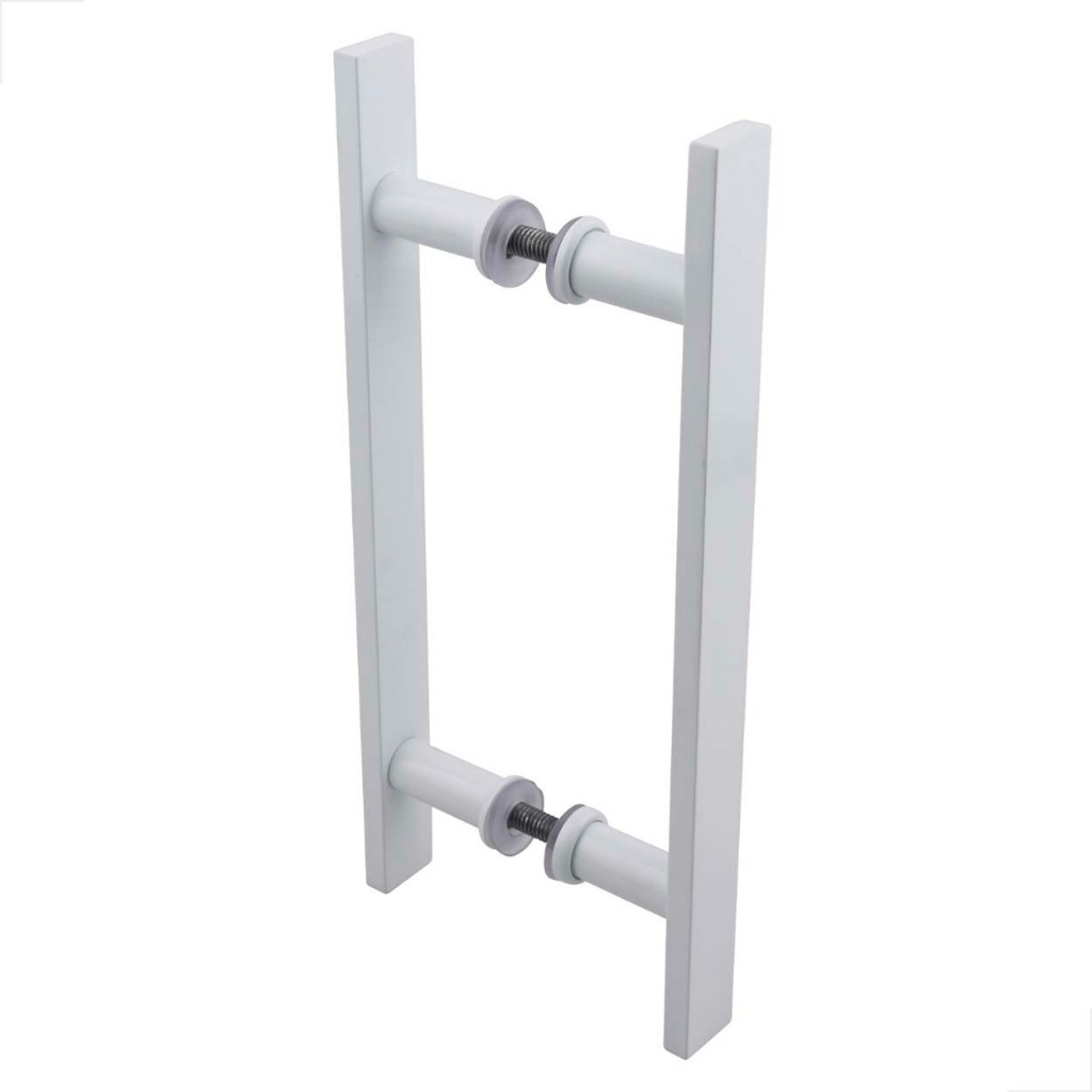 Puxador Alumínio H Barra Chata 800x600 Porta Vidro Madeira - Branco