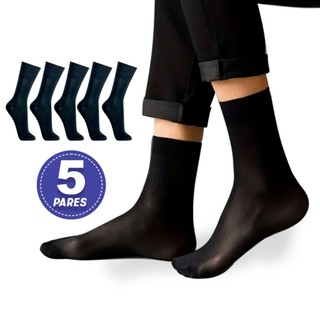 5 Pares Meia Social Preta Masculina Fina Poliamida Qualidade Kit Meias Sociais 39-43