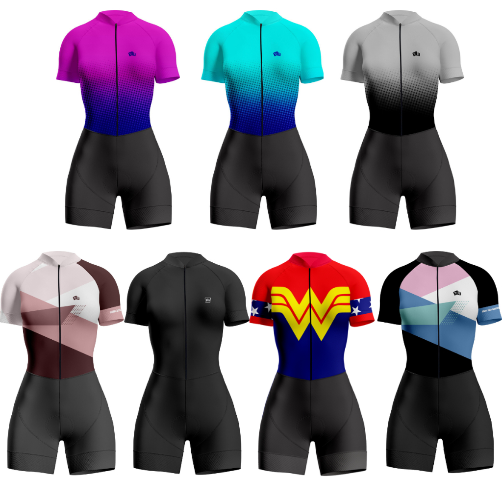 Macaquinho Gel Ciclismo Feminino Roupa Macaquinho Proteção Uv+