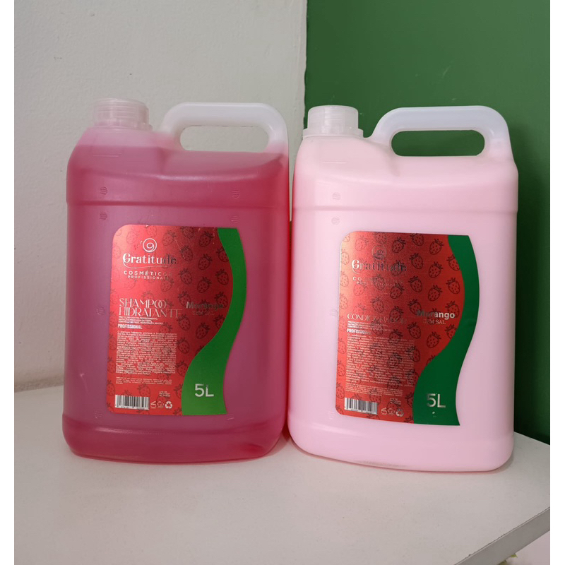 gratitude shampoo e condicionador hidratante  lavatório 5 litros..morango,maracujá,banana e mel ,dpantenol com queratina