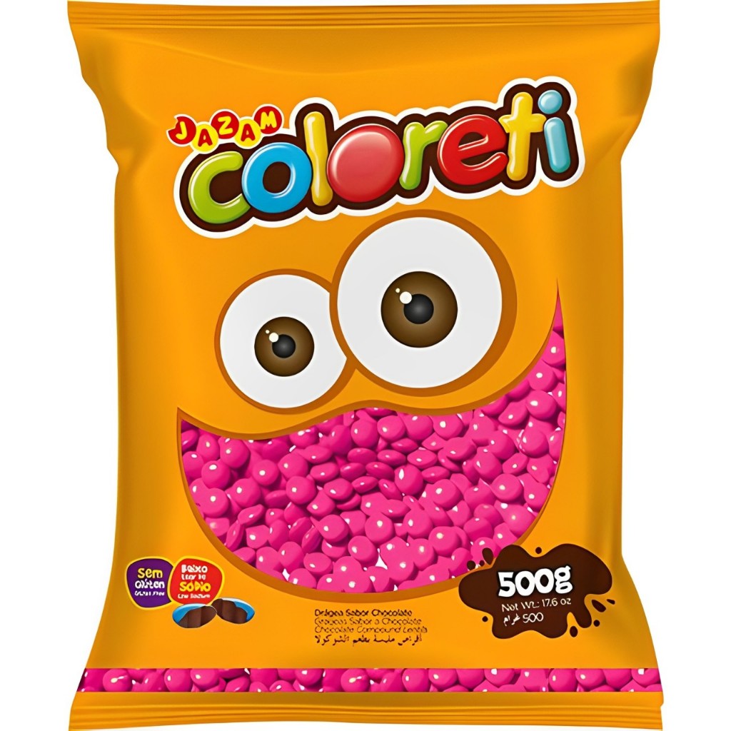 Coloreti Confeito de Chocolate Colorido Rosa 500g Jazam em Oferta na Shopee