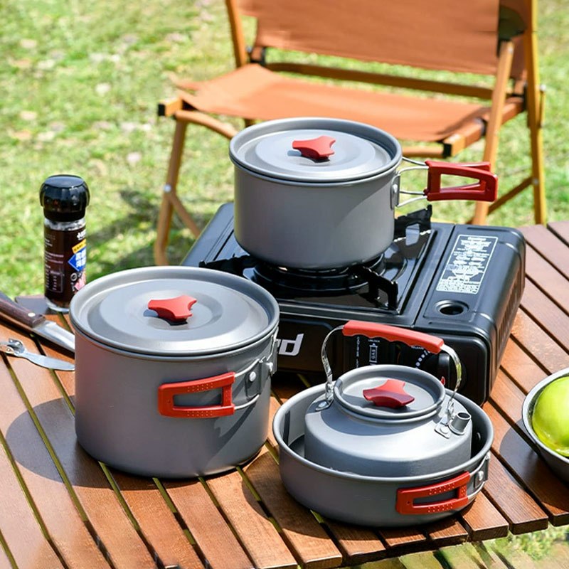 2-3 Pessoas Conjunto De Panelas Leves Sem Cola Para CozimentoFrigideiraPanela De Campismo