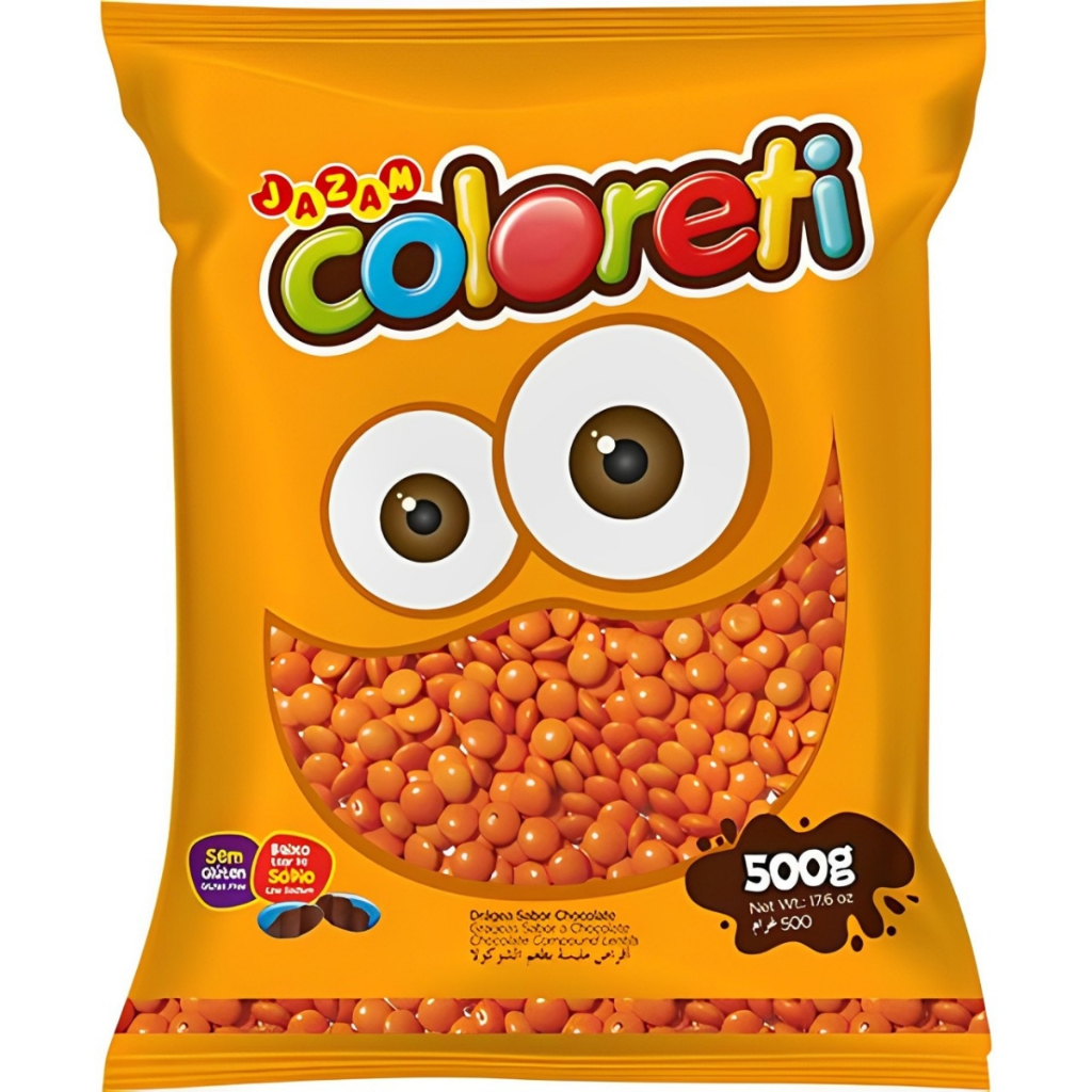 Coloreti Confeito de Chocolate Colorido Laranja 500g Jazam em Oferta na Shopee