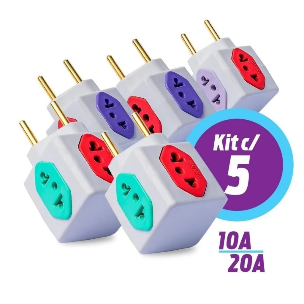 Benjamin Cubo Adaptador de Tomada 10A/20A Pino Maciço Resistente 4 Tomadas Portátil Colorida em Oferta na Shopee