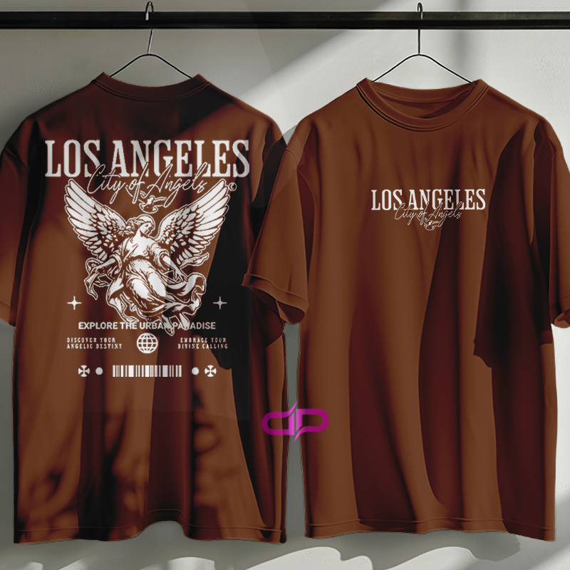 Camiseta Masculina no Estilo Urbano Streetwear City Of Los Ang 100% Algodão Premium do P ao G3