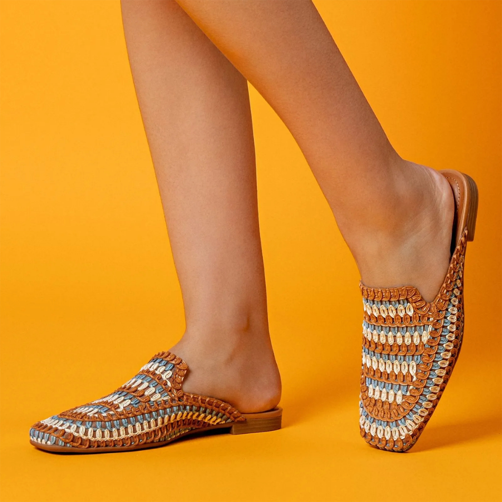 sapato Mule Leah Tramado Valentina Flats 360155