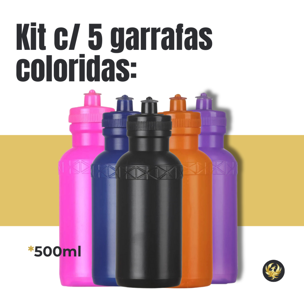 Kit 5 Garrafinha de Água Plástico Squezee 500 ml Cada em Oferta na Shopee