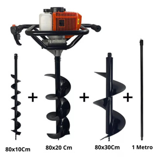 Perfurador De Solo Gasolina 75cc C/ Extensão 1 Metro 60CM Brocas 80x10 80x20 80x30 Extensão 1 Metro em Oferta na Shopee