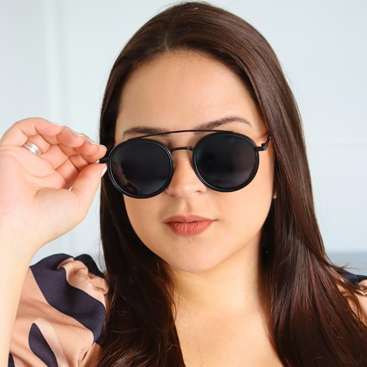 Óculos de Sol Florida Redondo Feminino Estilo Aviador Retrô Oldstyle Clássico Blogueira uv400