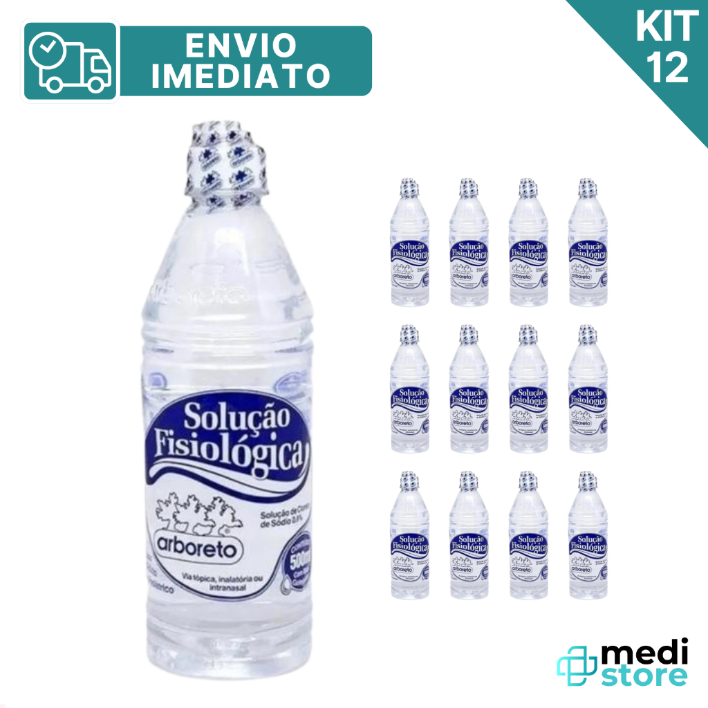 Kit com 12 - Soro Fisiológico Arboreto 0,9% 500ml Cloreto - Envio Imediato em Oferta na Shopee
