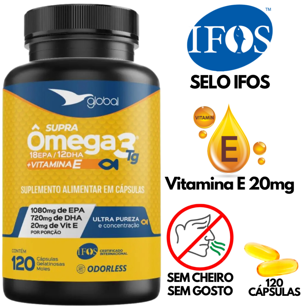 Ômega 3 EPA DHA 120 cápsulas Vitamina Suplemento Alimentar selo IFOS Original