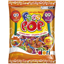 Pirulito Facepop Apito C/50 Unidades 450g Dori