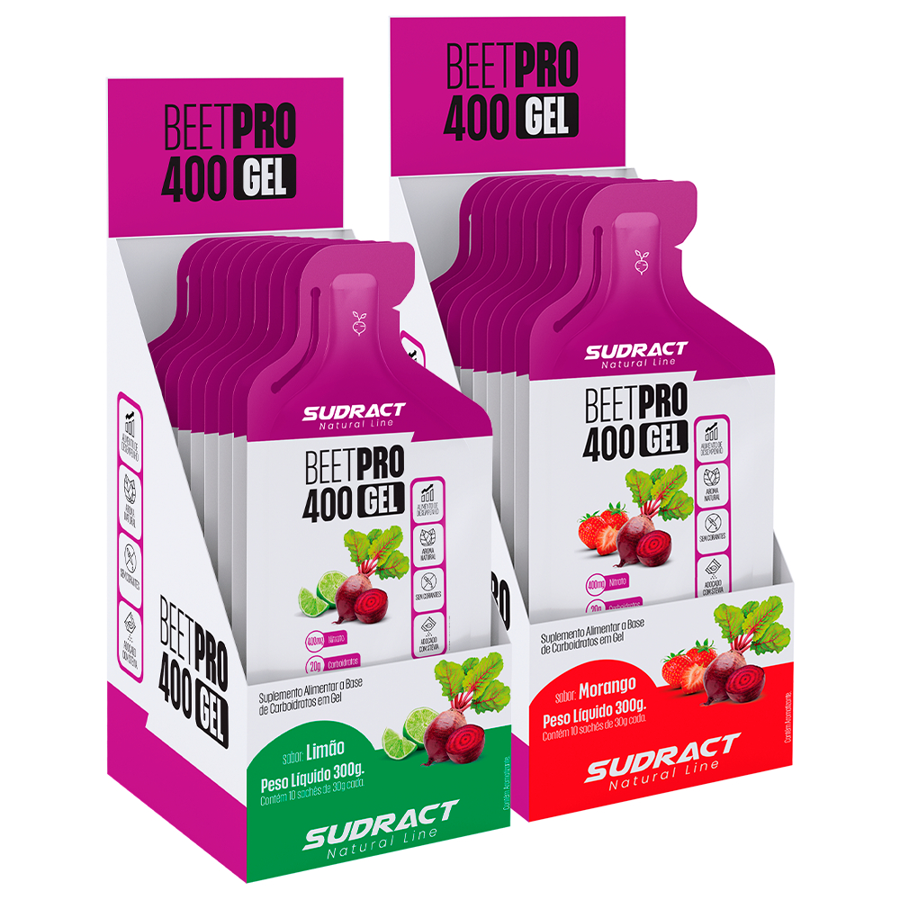 Kit Sudract Beet Pro 400 Gel - 2x Displays com 10 Sachês de 30g Cada (Com Beterraba em Pó)