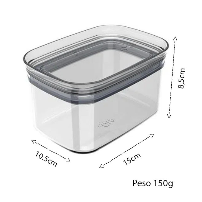 Pote Hermético Organizador Block Retangular 0,65 Litros Transparente - OB500 Marca - OU