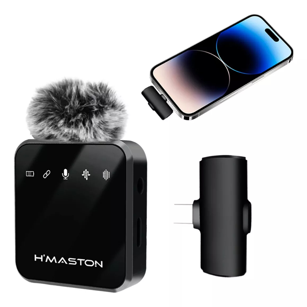 Microfone Sem Fio Duplo Lapela Celular Para iPhone Lightning e Tipo C Original - Audio