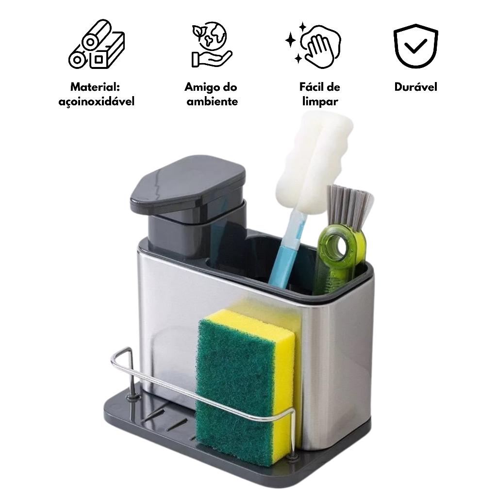 Porta Detergente Dispenser Sabão Liquido Esponja Bucha Inox em Oferta na Shopee