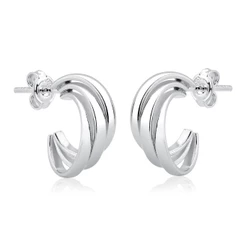 Brinco Argola Feminina de Prata 925 Redonda Entrelaçada 15mm