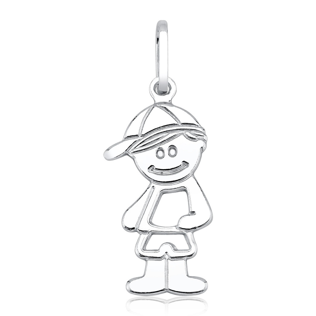 Pingente de Prata 925 Menino com Roupa Vazada
