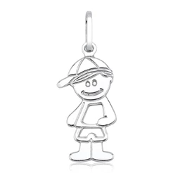 Pingente de Prata 925 Menino com Roupa Vazada