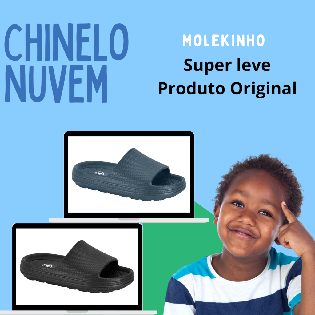 Chinelo Infantil Menino Slide Nuvem Molekinho ORIGINAL 2417100