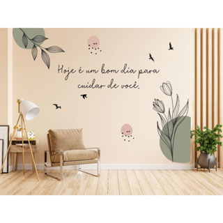 Adesivo de parede cuide de você boho minimalista auto cuidado clínica frase folhagem PB138 em Oferta na Shopee