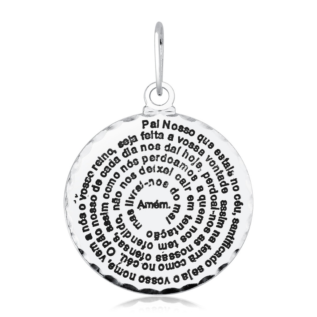 Pingente Medalha do Pai nosso grande prata 925 em Oferta na Shopee