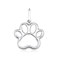 Pingente patinha de cachorro 15mm prata 925
