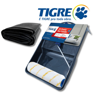 Kit de Pintura Parede Rolo Anti Respingo 3 Pçs Tigre + 2 Metros de Lona Kit Pintura Profissional em Oferta na Shopee