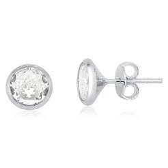 Brinco Feminino de Prata 925 Cravação Inglesa 7mm