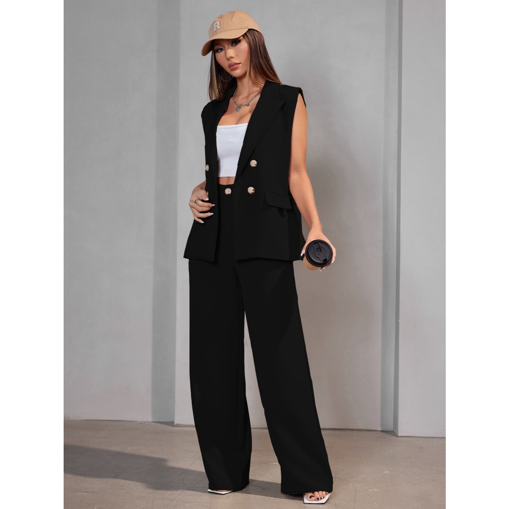 AS1347-Terno casual colete terno feminino terno de duas peças em Oferta na Shopee
