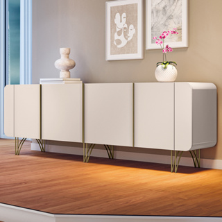 Aparador Buffet Sala Saluti Com 4 Portas e Pés em Aço em Oferta na Shopee