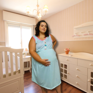 Camisola Gestante Plus Size Regata Senhora em Malha Botão em Oferta na Shopee