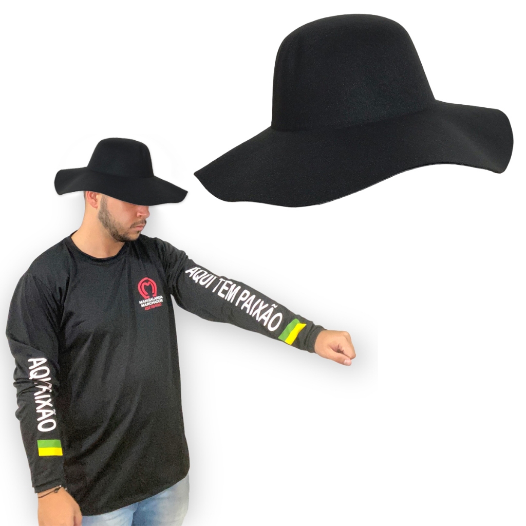 Conjunto Chapéu Casca De Ovo Com Blusa Camisa Mangalarga Marchador Térmica Uv