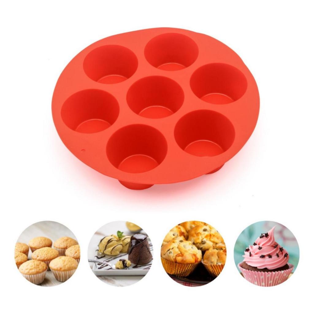 Forma de Silicone Redonda Para Mini Bolo Cupcake (Pode Usar No Forno Elétrico E Airfryer)