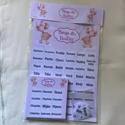 1 Bingo Personalizado no tema Ursinha Rosa com Balão para Chá de Bebê – Cartelas Personalizadas - lembrancinha