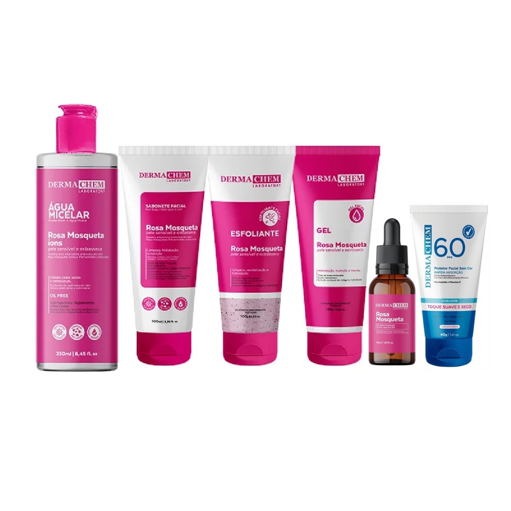 Kit Skincare Rosa Mosqueta Hidrata a Pele Antirressecamento Dermachem em Oferta na Shopee