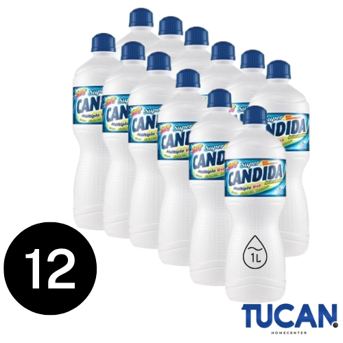 Água Sanitária 1L Super Cândida com 12 unidades