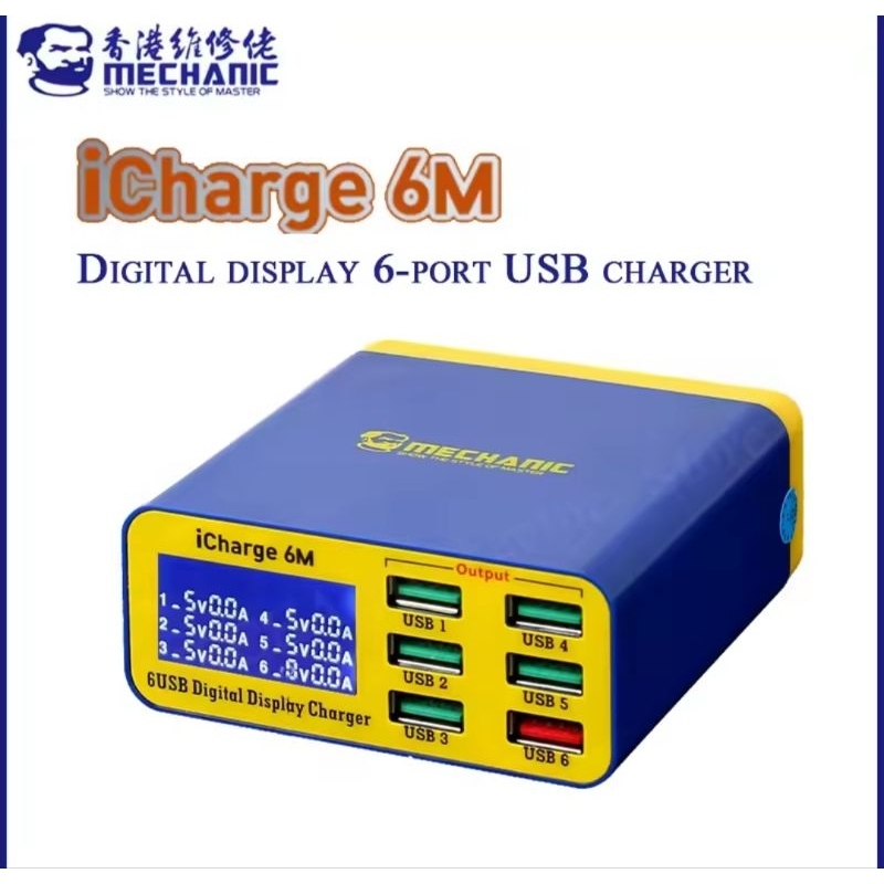 iCharge USB 40w Carregador QC3.0 Mechanic 6 em 1 Amperímetro Voltímetro