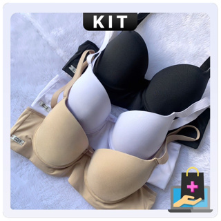 3 Sutiã Reforçado Basico Sustentação Microfibra Premium Direto de Fábrica Com Bojo e Aro Plus size em Oferta na Shopee