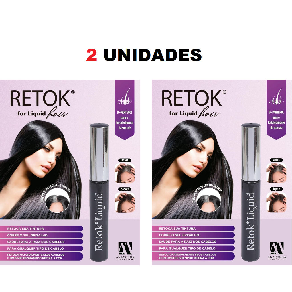 Kit 2 Retok Liquido para Cabelo e Barba Preto Anaconda 8ml em Oferta na Shopee