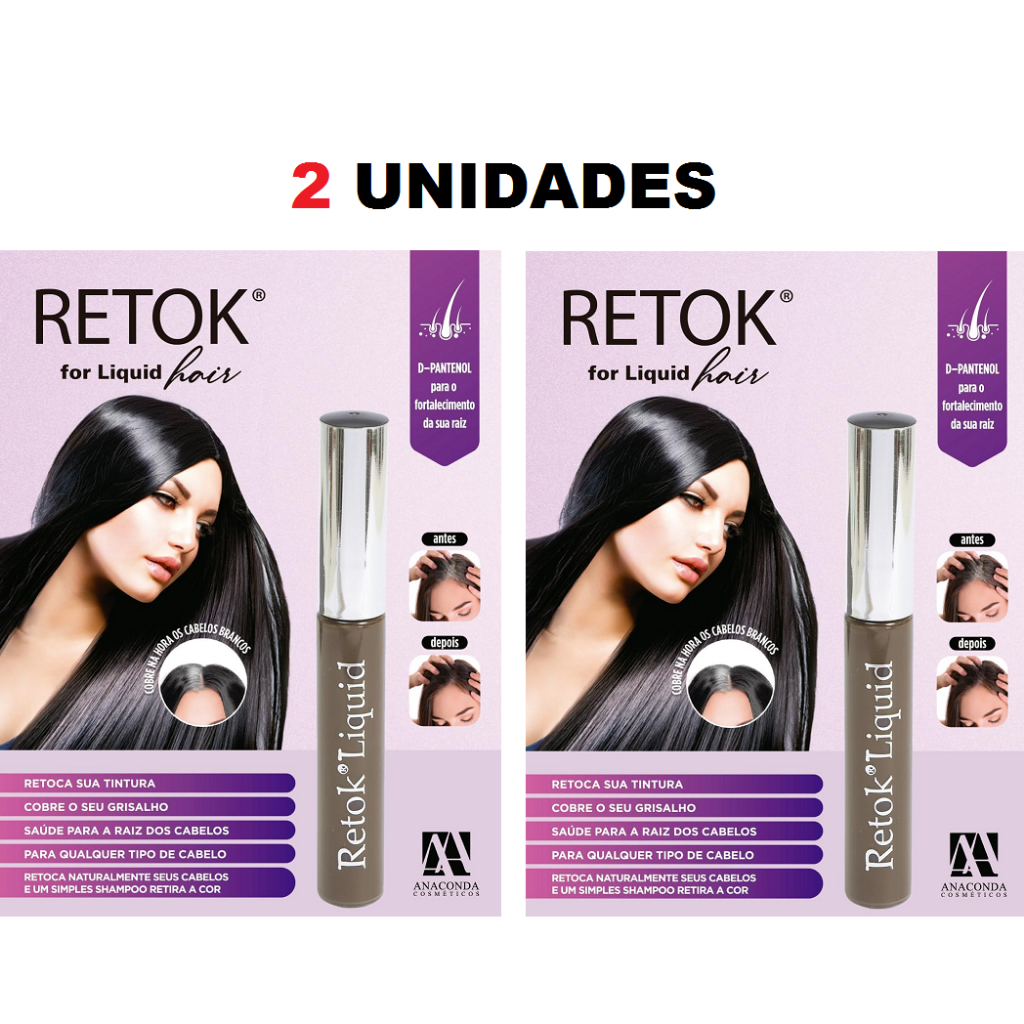 Kit 2 Retok Liquido para Cabelo e Barba Castanho Medio Anaconda 8ml em Oferta na Shopee